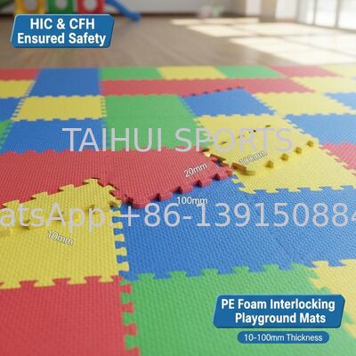 تشک ایمنی PE فوم با ضخامت 10-100mm و HIC & CFH تضمین شده برای پد شوک زمین بازی
